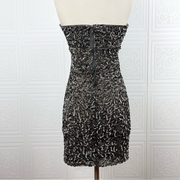 Alice & Olivia Strapless Sequin Mesh Mini Dress 2 - Picture 6 of 10